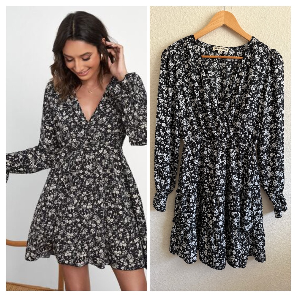 Inspired❤️Heart-Floral Black and White Women's Dress-Size M